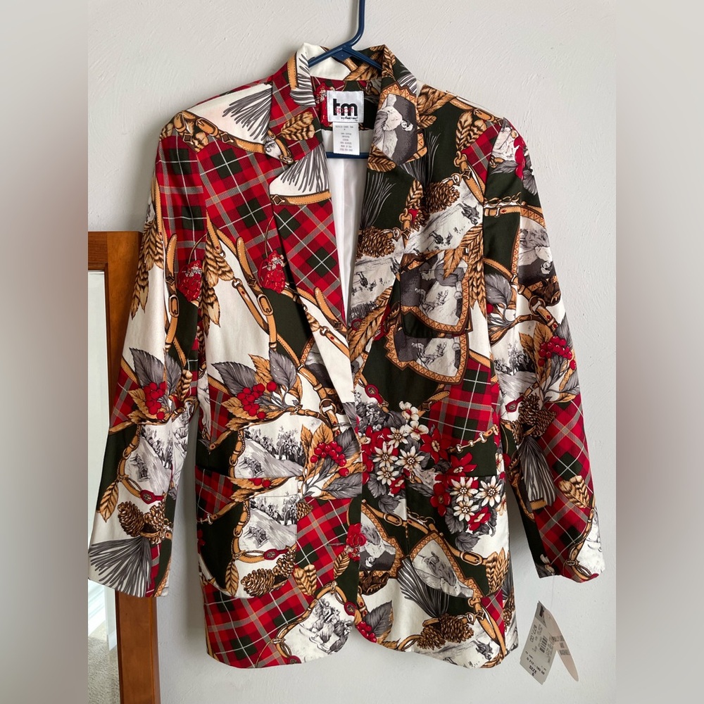 M/ vintage Colorful Patterned Blazer cotton 💯